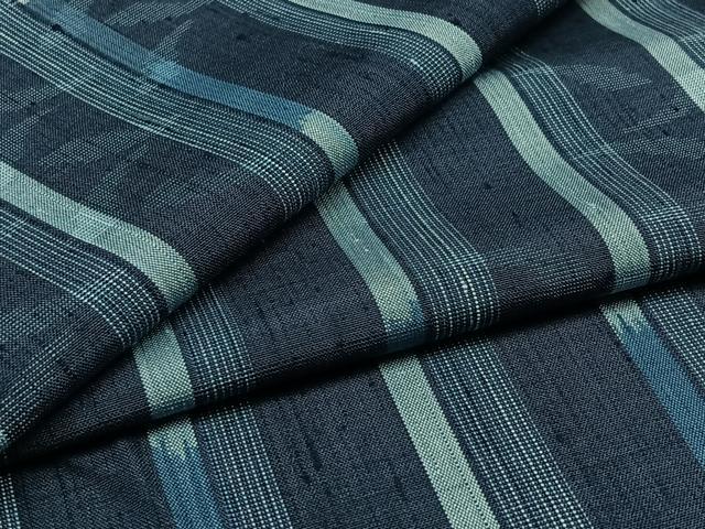 平和屋着物▽上質な紬　単衣　縞　正絹　逸品　AABD6468jh