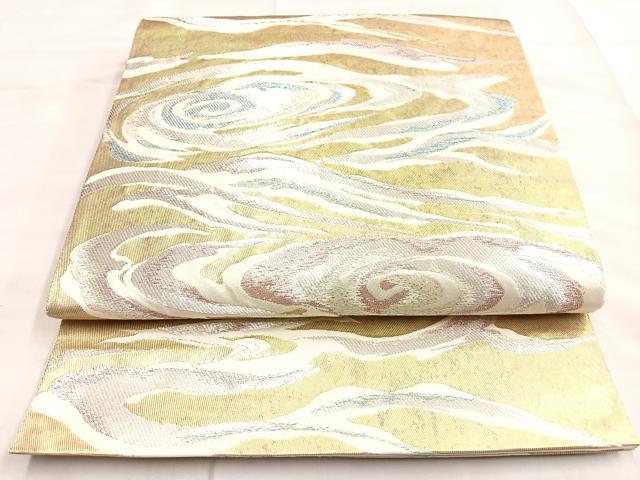 平和屋着物◎六通柄袋帯　流水文　金糸　正絹　逸品　BAAM6504cm