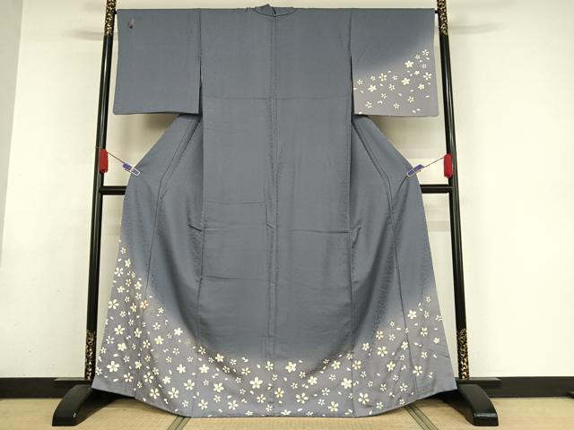 平和屋着物□道行コート 花唐草地紋 小豆色 正絹 逸品 CAAK3712dy