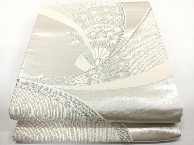 Rakuten - 平和屋着物◎六通柄袋帯 唐織 孔雀花文 銀糸 正絹 逸品 CAAY3934xi