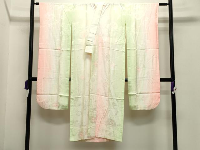 平和屋着物●振袖用長襦袢　無双仕立て　鼓花地紋　暈し染め　正絹　逸品　CABB0231gh