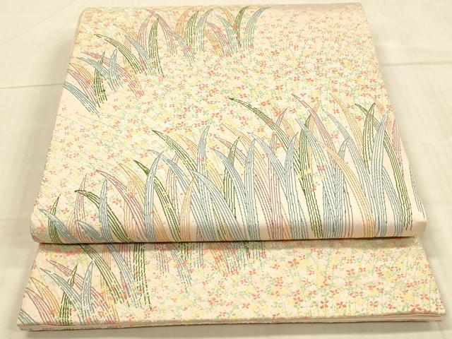 平和屋着物◎六通柄袋帯　草花文　正絹　逸品　DAAX0965jm(4)