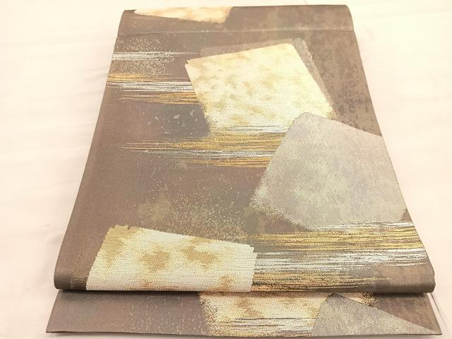 平和屋着物◎六通柄袋帯　色紙重ね　金銀糸　引箔　正絹　逸品　BAAV5529hv