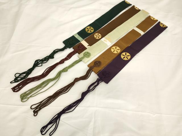 平和屋本店■輪袈裟　5点セット　花丸文　金糸　法衣　寺院　仏具　仏教　僧侶　神職　装束　AAAU5664ja