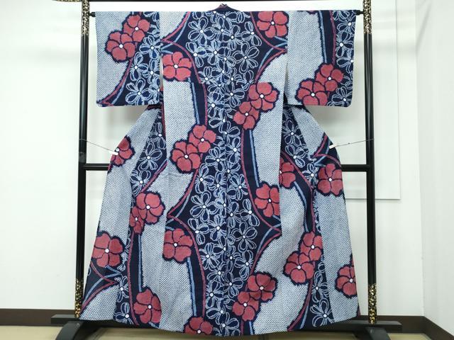 平和屋着物■極上 夏物 浴衣 有松鳴海絞り 舞花文 綿 逸品 CZAA4011s5