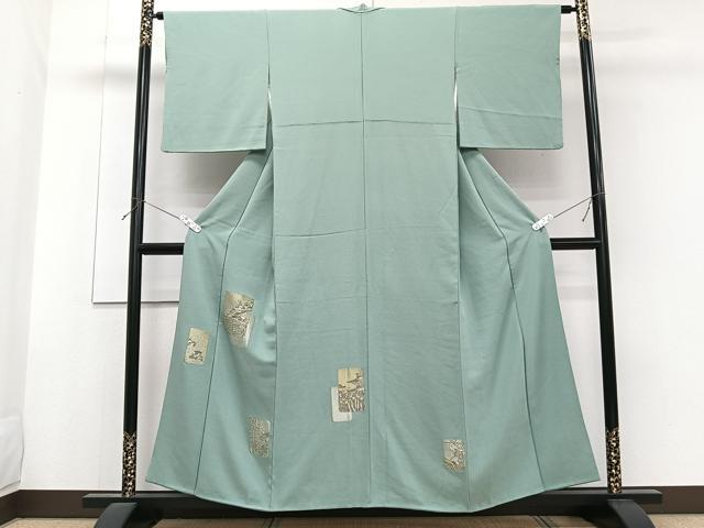 Kimono - 平和屋着物■訪問着　色紙風景文　寿光織　金糸　正絹　逸品　CABF8225xi