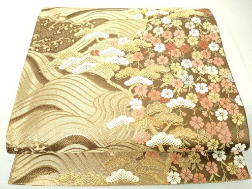 平和屋着物◎六通柄袋帯 唐織 花松文 金糸 正絹 逸品 DAAK7605xg 平和屋着物◎六通柄袋帯 唐織 花松文 金糸 正絹 逸品 DAAK7605xg