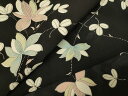 平和屋着物*夏物 小紋 絽 草花文 黒地 正絹 逸品 DAAT4133du