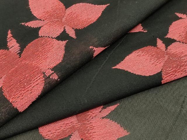 Summer Wear - 平和屋着物＊夏物　小紋　紗　舞花文　黒地　正絹　逸品　AAAZ8538jd