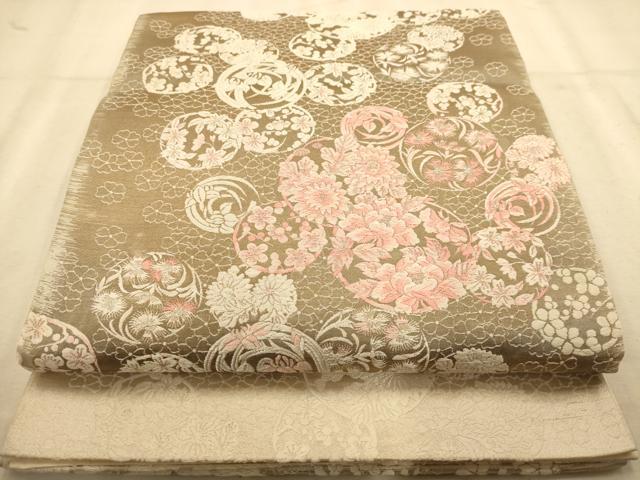 平和屋着物◎六通柄袋帯　唐織　花丸文　正絹　逸品　AABA7313dt