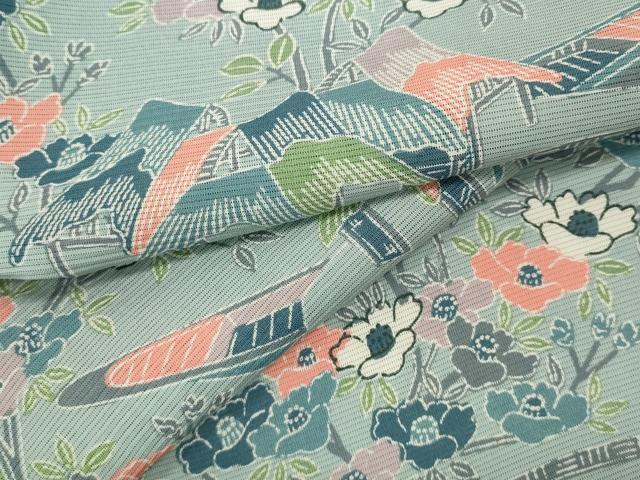 平和屋着物＊夏物 小紋 絽 風景舟花文 正絹 逸品 CAAT4148ut