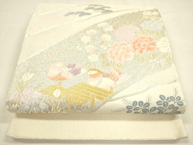 乐天商城 - 平和屋着物◎太鼓柄袋帯　鴛鴦花文　金銀糸　正絹　逸品　DABA6227op