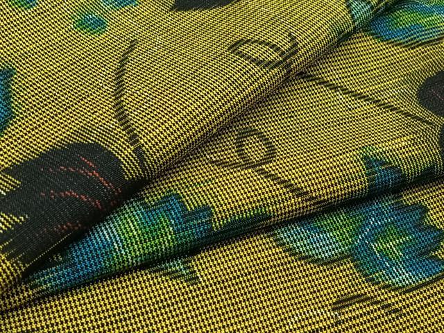 Rakuten - 平和屋着物▽本場大島紬　単衣　葡萄蔦の葉文　正絹　逸品　AABA9577jh