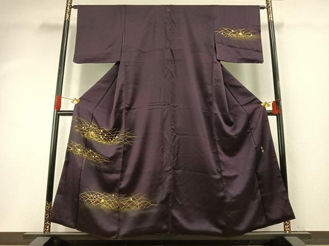 平和屋着物●人間国宝　福田喜三郎　訪問着　駒刺繍　露芝文　暈し染め　金彩　正絹　逸品　AABH5078fy