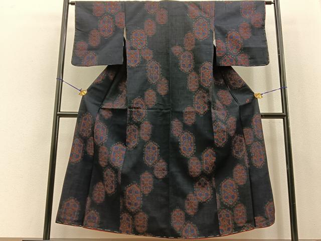 平和屋着物■上質な紬　亀甲文　正絹　逸品　未使用　BAAM9599xa