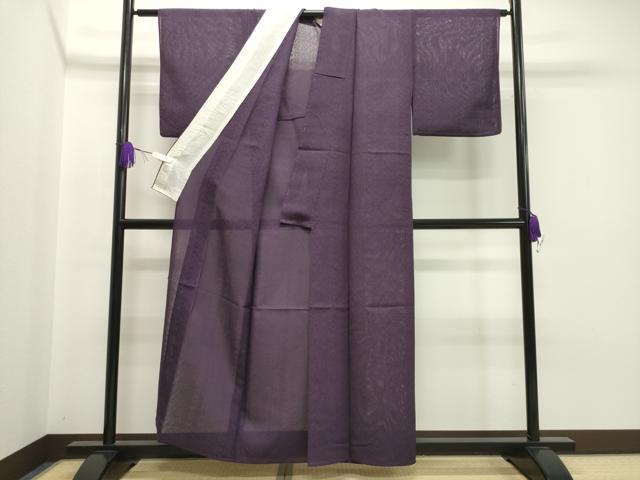 平和屋着物＊夏物　色無地　吉祥紋紗　葡萄色　正絹　逸品　CAAT9911gh