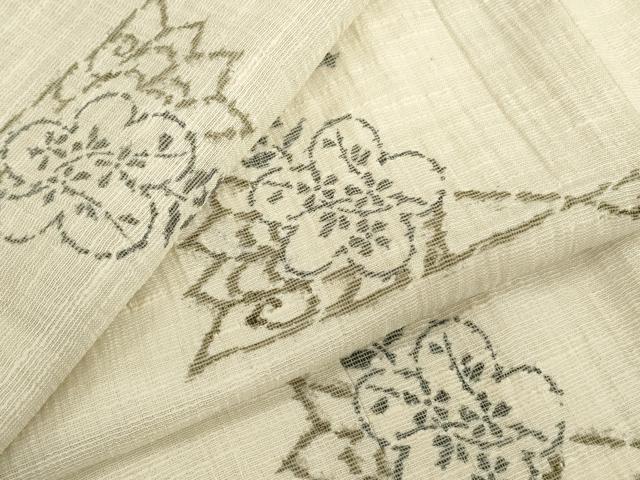 平和屋着物＊夏物　小紋　紗　扇面花文　洗える着物　DAAS5334ya(4.0)