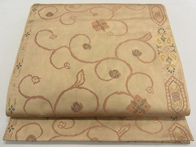 平和屋着物◎六通柄袋帯　唐草花文　逸品　DAAG0526cm