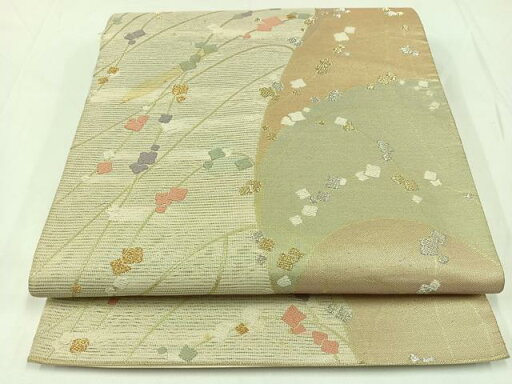 平和屋着物*夏物 六通柄袋帯 竜田川文 金銀糸 正絹 逸品 AAAW3081jh 平和屋着物*夏物 六通柄袋帯 竜田川文 金銀糸 正絹 逸品 AAAW3081jh