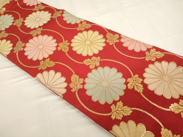 平和屋着物[]子供　丸帯　立涌菊文　金糸　正絹　逸品　AABH2816ja