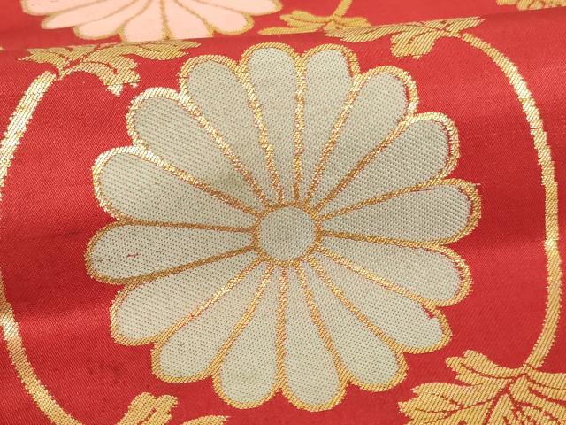 平和屋着物[]子供　丸帯　立涌菊文　金糸　正絹　逸品　AABH2816ja