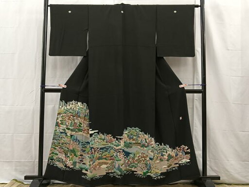 平和屋着物■豪華黒留袖 友禅 作家物 風景文 正絹 逸品 BAAM3291hz 平和屋着物■豪華黒留袖 友禅 作家物 風景文 正絹 逸品 BAAM3291hz