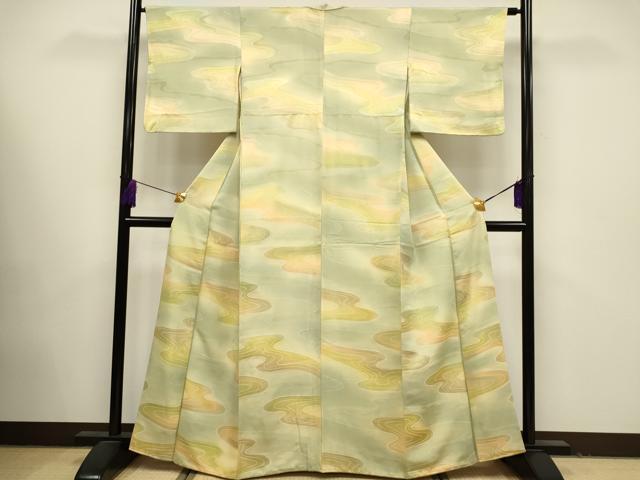 平和屋着物●付下げ　地紋起こし　流水文　暈し染め　正絹　逸品　CAAK7386ze