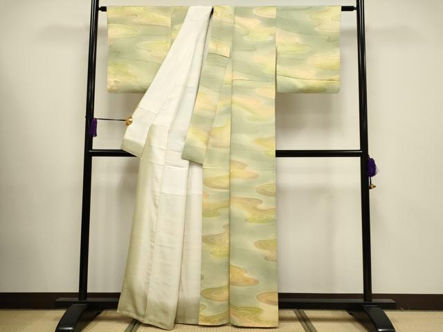 平和屋着物●付下げ　地紋起こし　流水文　暈し染め　正絹　逸品　CAAK7386ze