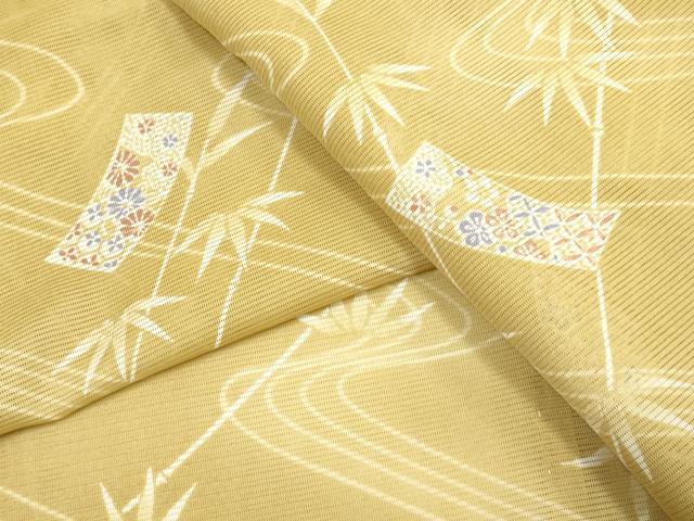 平和屋着物＊夏物　小紋　絽　吉祥短冊笹竹花文　洗える着物　DAAT4087du