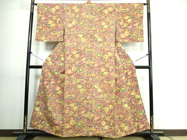 平和屋着物■上質な小紋　花唐草文　桐　正絹　逸品　DAAU1893xg