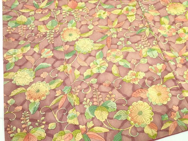 平和屋着物■上質な小紋　花唐草文　桐　正絹　逸品　DAAU1893xg