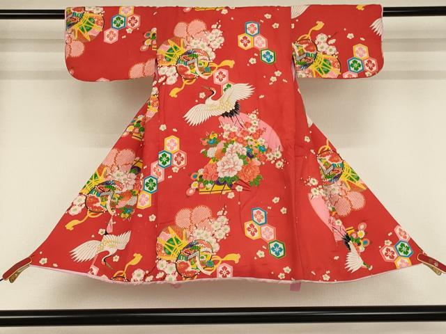 平和屋着物[]七五三　女の子　3歳　祝着　三つ身　飛鶴花鼓文　AABB5561ja