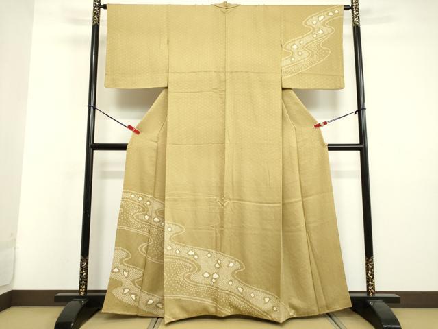 Rakuten - 平和屋着物●訪問着　絞り　流水文　正絹　逸品　DAAV8742tw