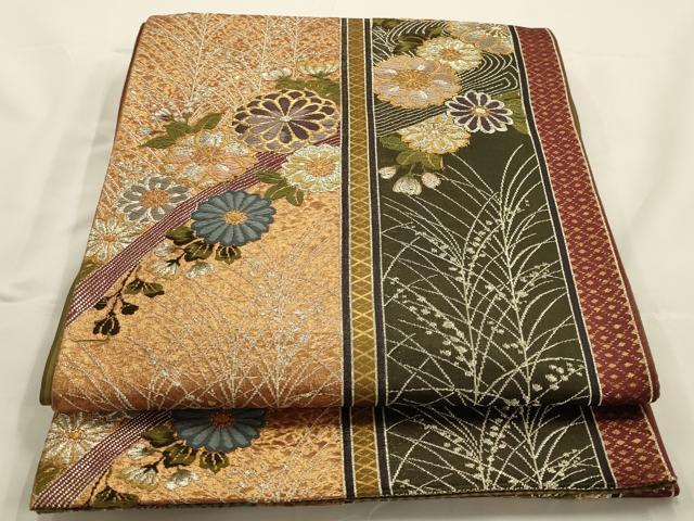 平和屋着物◎六通柄袋帯 唐織 花間道 金銀糸 正絹 逸品 AAAO7152ou