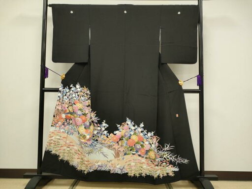 平和屋着物■豪華黒留袖 作家物 花鳥文 正絹 逸品 CAAP4948ku 平和屋着物■豪華黒留袖 作家物 花鳥文 正絹 逸品 CAAP4948ku
