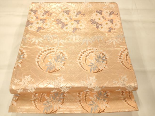 平和屋着物◎六通柄袋帯　唐織　草花丸文　金銀糸　正絹　逸品　AAAM8550fw