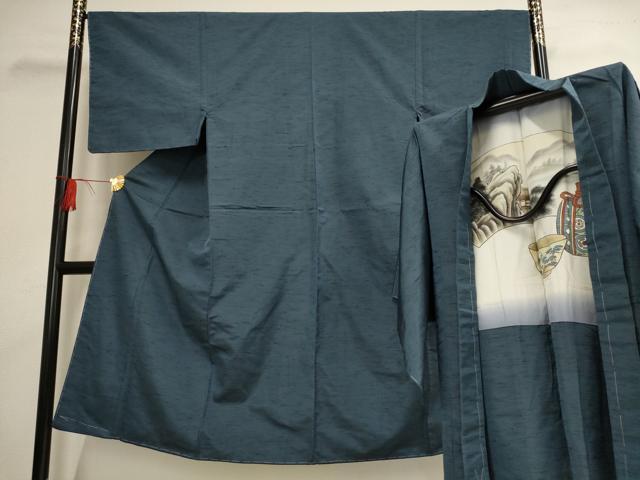 平和屋着物■男性 紬 アンサンブル 褐返色 正絹 逸品 AAAR0366jd