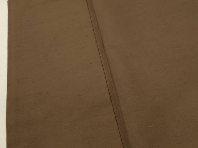 平和屋着物●極上 男性 石川県指定無形文化財 牛首紬 白山工房 手織り アンサンブル 樺茶色 羽裏：鳥獣戯画 反端付き 正絹 逸品 CAAT9296dy