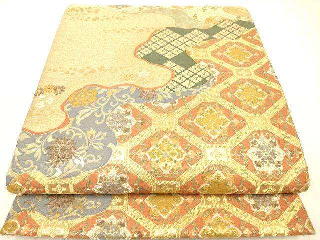 平和屋着物◎六通柄袋帯　万華蜀江唐花紋様　金銀糸　正絹　逸品　DAAK2485zy