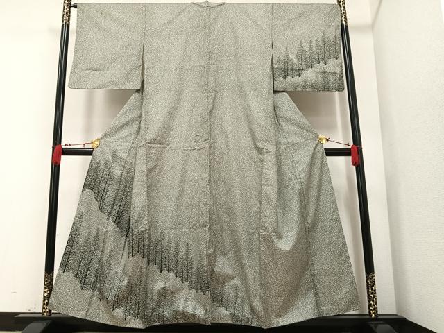 平和屋着物■訪問着 本場染大島紬 樹林文 正絹 逸品 AAAQ5625ph