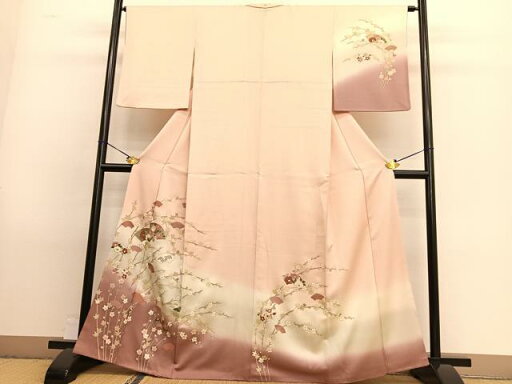 平和屋着物■訪問着 刺繍 枝梅地紙花文 暈し染め 金彩 正絹 逸品 BAAS5647hv 平和屋着物■訪問着 刺繍 枝梅地紙花文 暈し染め 金彩 正絹 逸品 BAAS5647hv