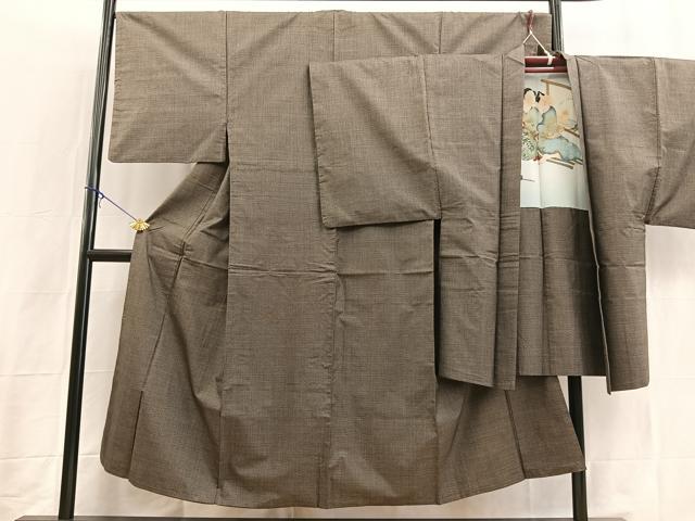 Kimono Set - 平和屋着物■男性　本場大島紬　アンサンブル　長羽織　120亀甲　総詰め　正絹　逸品　BAAX3706yc