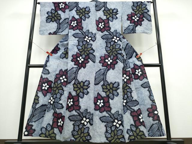 平和屋着物∴夏物　浴衣　有松鳴海絞り　枝花文　綿　逸品　CABB6650ng