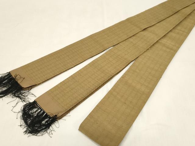 平和屋着物●男性　爪掻き本綴れ　角帯　幾何学文　正絹　逸品　未使用　CABG3119dy