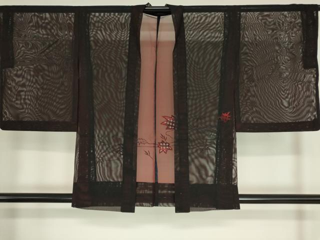 Haori - 平和屋着物▽羽織　スリーシーズン　春夏秋　塵除け　紗　流水楓文　レース　正絹　逸品　DAAV5633az