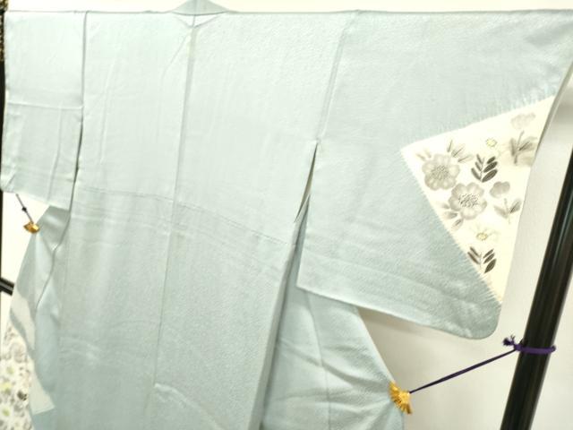 平和屋着物▼訪問着　手描き　絞り　草花文　正絹　逸品　DAAT3426fe