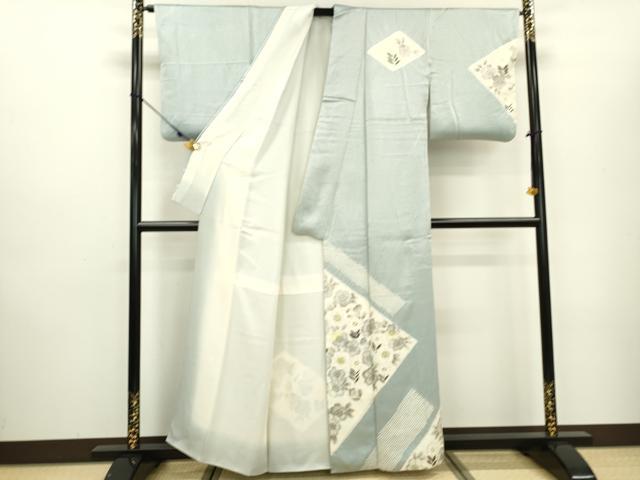 平和屋着物▼訪問着　手描き　絞り　草花文　正絹　逸品　DAAT3426fe