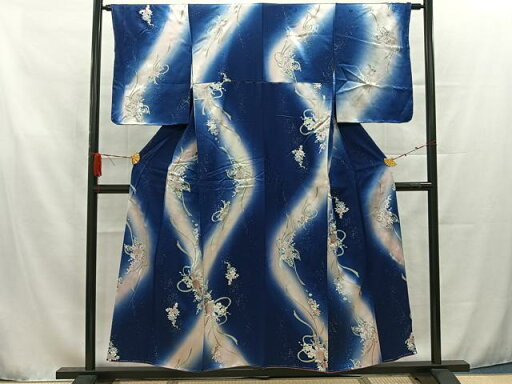 平和屋着物■上質な小紋 草花文 暈し染め 銀彩 正絹 逸品 未使用 AAAS7894mf 平和屋着物■上質な小紋 草花文 暈し染め 銀彩 正絹 逸品 未使用 AAAS7894mf