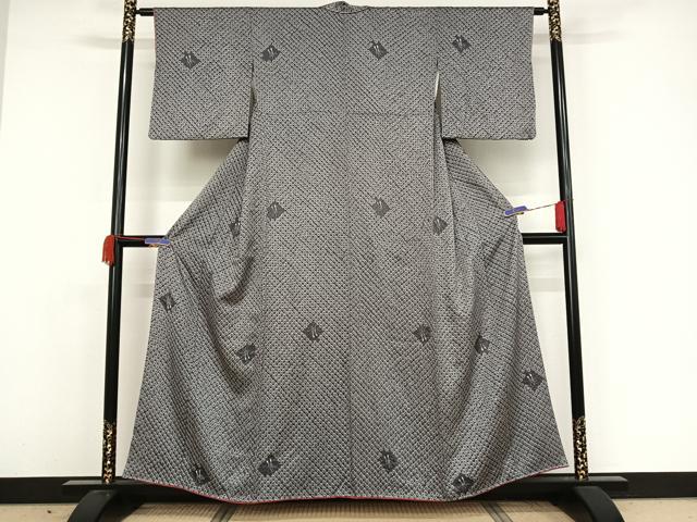 平和屋着物●上質な小紋 総絞り 刺繍 エシャロット 正絹 逸品 AAAW4286np