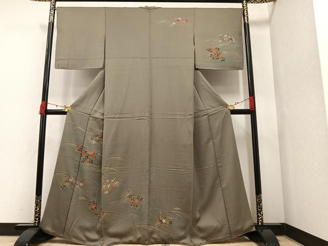 Rakuten - 平和屋着物●訪問着　立波草花文　金彩　正絹　逸品　AAAX4152ph